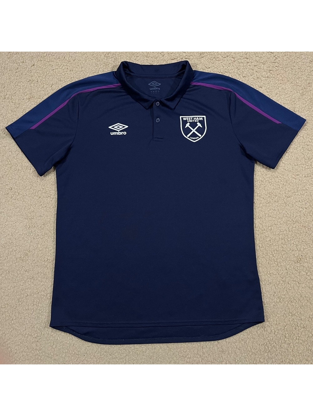 West Ham United Umbro Mens Blue Performance Polo Shirt Size Large